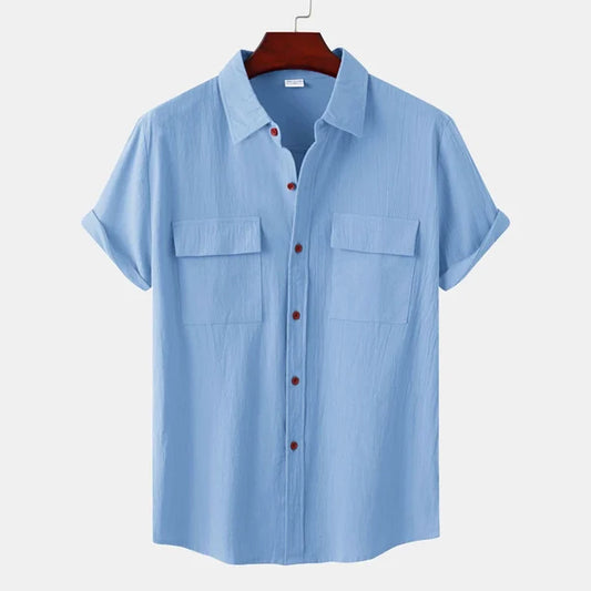 Men's Short Sleeve Linen Shirt for Summer Comfort Luxeoutfit