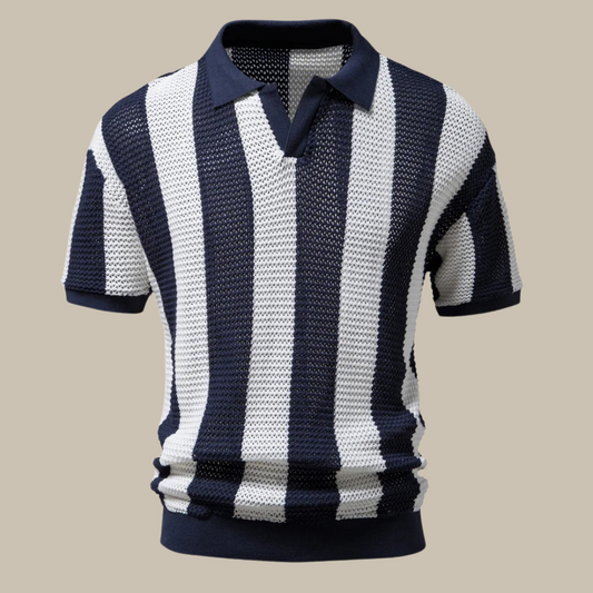 Marco - Elegant old-money style polo shirt with short sleeves for men