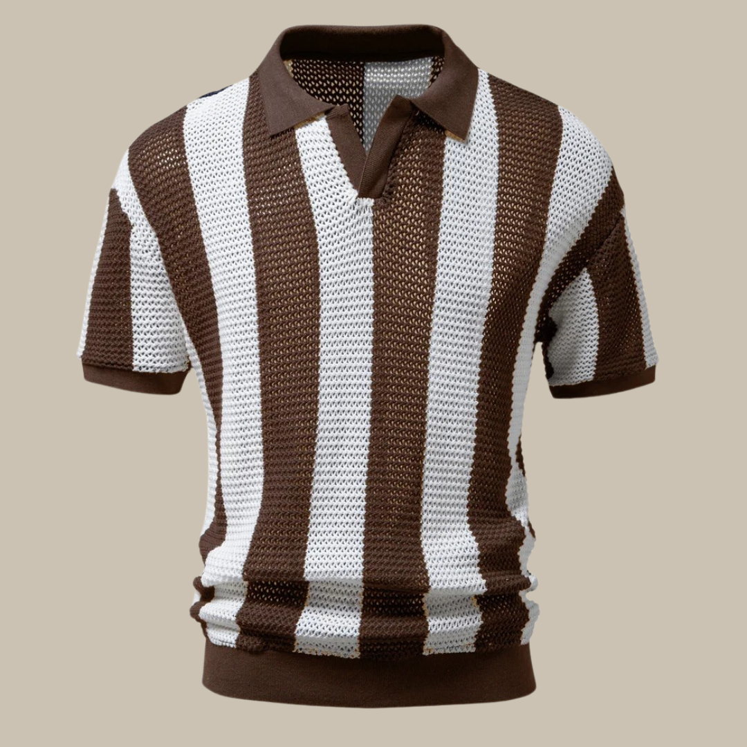 Marco - Elegant old-money style polo shirt with short sleeves for men
