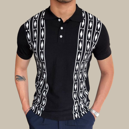 Narciso - Casual polo with short sleeves and captivating pattern