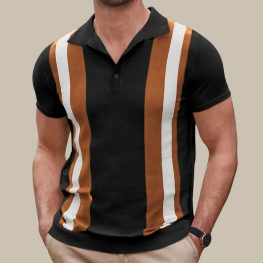 Marco - Elegant striped polo shirt with short sleeves for men
