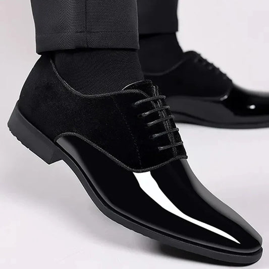 Men's Oxford Shoes - Suede & Leather - Contrast Toe - Lace-Up Formal Dress