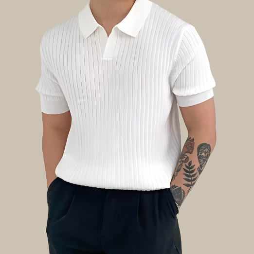 Marco - Elegant Ribbed Cotton Polo for Men