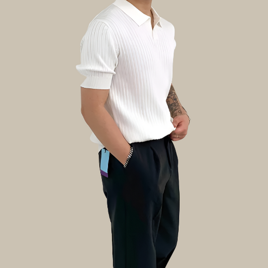 Marco - Elegant Ribbed Cotton Polo for Men