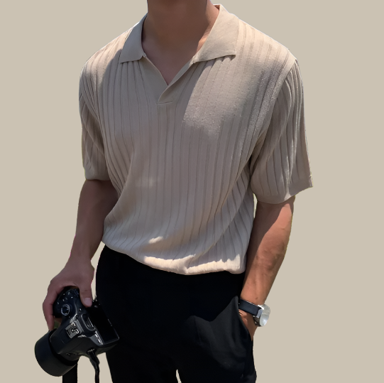 Marco - Elegant Ribbed Cotton Polo for Men