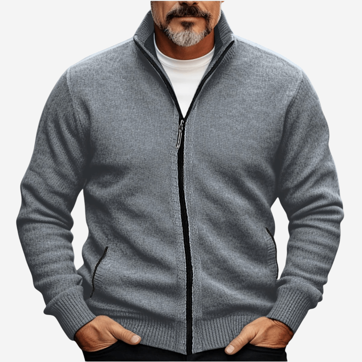 LUXEOUTFIT | Full-Zip Knit Cardigan
