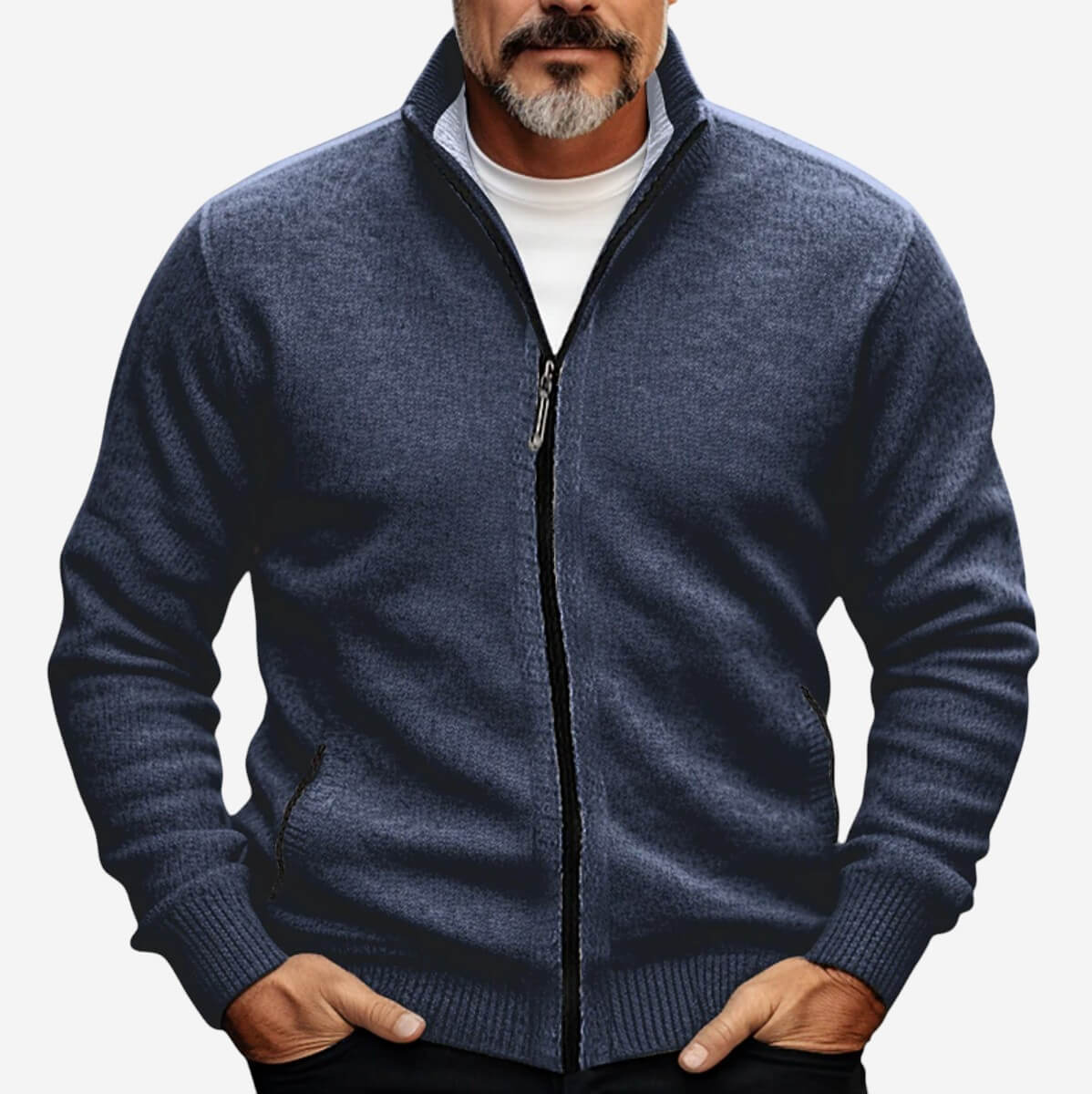 LUXEOUTFIT | Full-Zip Knit Cardigan