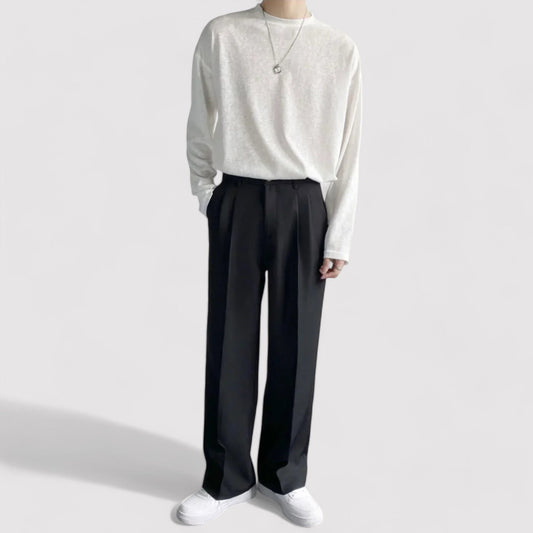 Pantaloni Eleganti Oversize da Uomo in Cotone e Poliestere