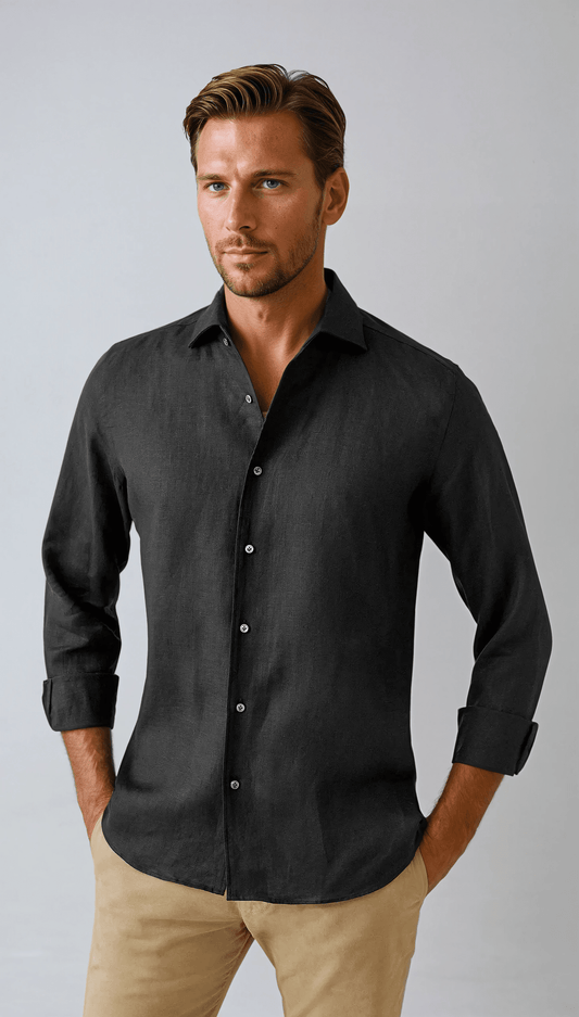 Stylish Black Linen Shirt for Effortless Elegance