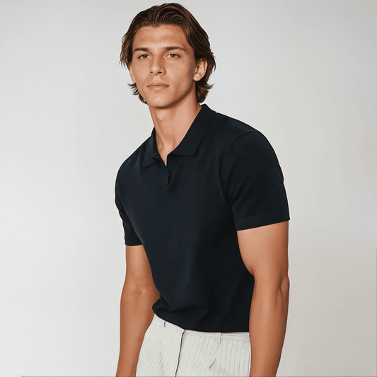 Stylish Black No-Button Polo Shirt for Effortless Chic