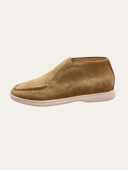 Stylish Camel Suede High-Top Loafers for Effortless Elegance
