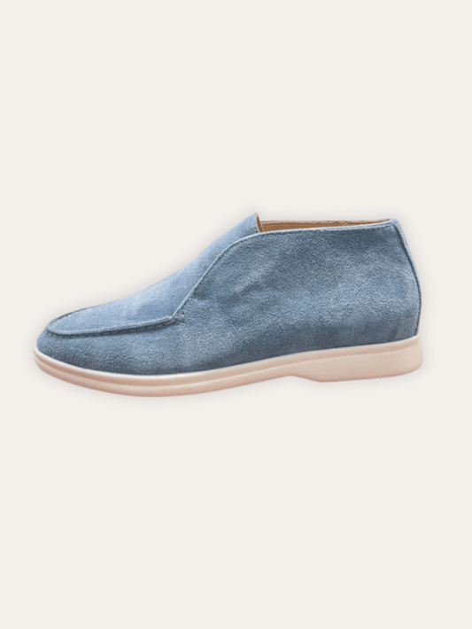 Stylish Light Blue Suede High Loafers for Effortless Elegance