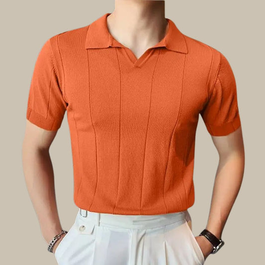 Marco - Elegant knitted polo shirt with collar for men