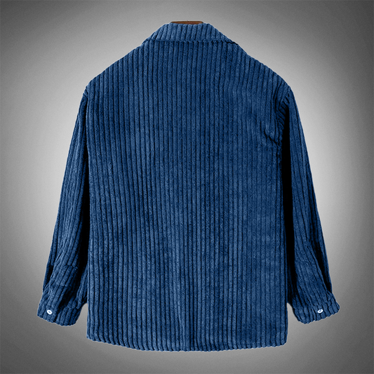 Halston - Camicia overshirt classica in velluto a coste blu per l'autunno da uomo