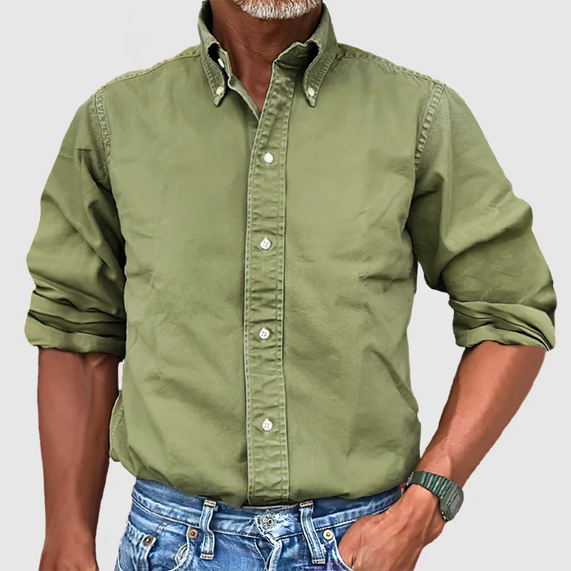 Henry - Vintage Long-Sleeve Washed Shirt for Men