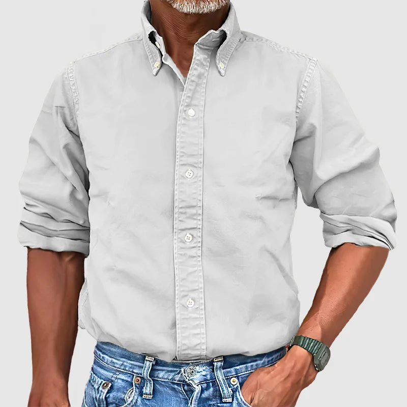 Henry - Vintage Long-Sleeve Washed Shirt for Men