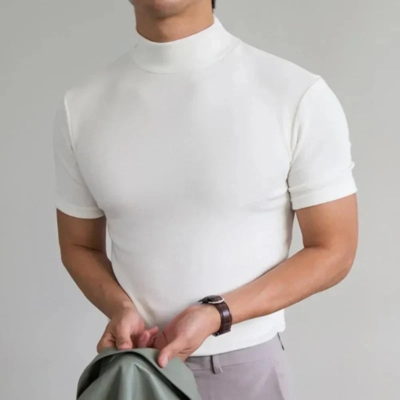 T-shirt base da uomo con collo alto