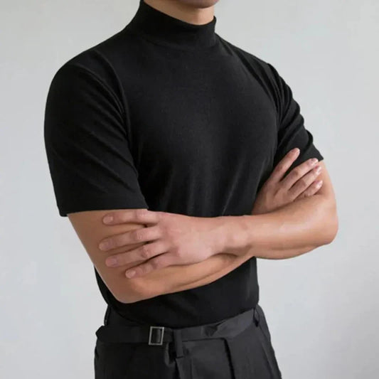T-shirt base da uomo con collo alto