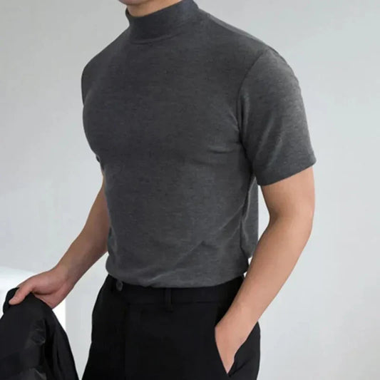 T-shirt base da uomo con collo alto