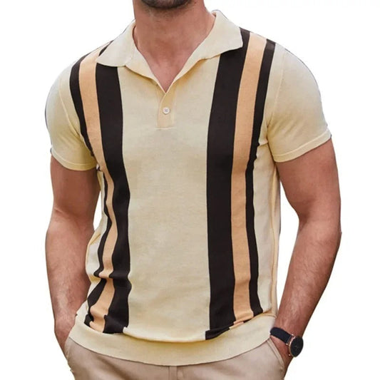Marco - Elegant striped polo shirt with short sleeves for men