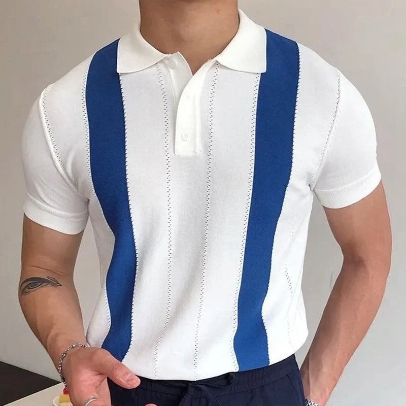 Marco - Elegant striped polo shirt with short sleeves for men