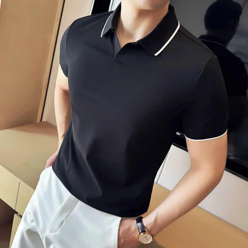 Marco - Elegant knit polo with collar for men