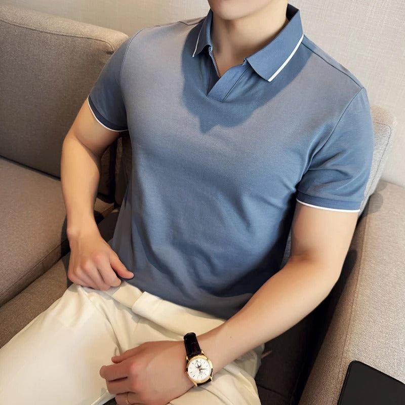 Marco - Elegant knit polo with collar for men