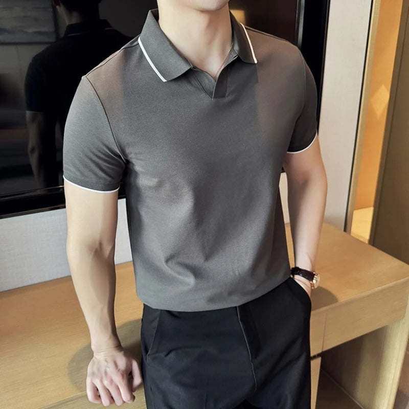 Marco - Elegant knit polo with collar for men