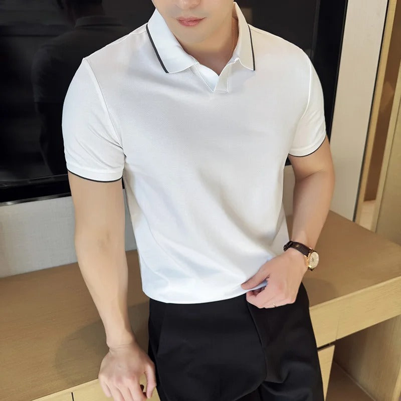 Marco - Elegant knit polo with collar for men